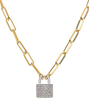 Meshmerise 18K Over Silver 0.25 ct. tw. Diamond Padlock Necklace