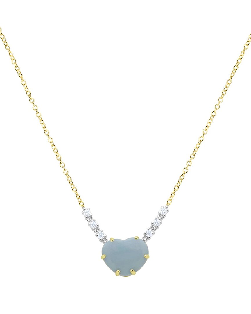 Meira T 14k 2.80 Ct. Tw. Diamond & Blue Opal Heart Necklace In Gold