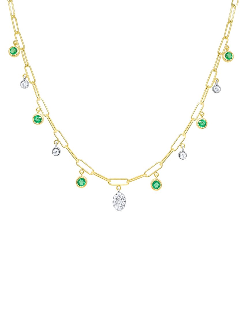 Shop Meira T 14k 0.50 Ct. Tw. Diamond & Emerald Paperclip Necklace