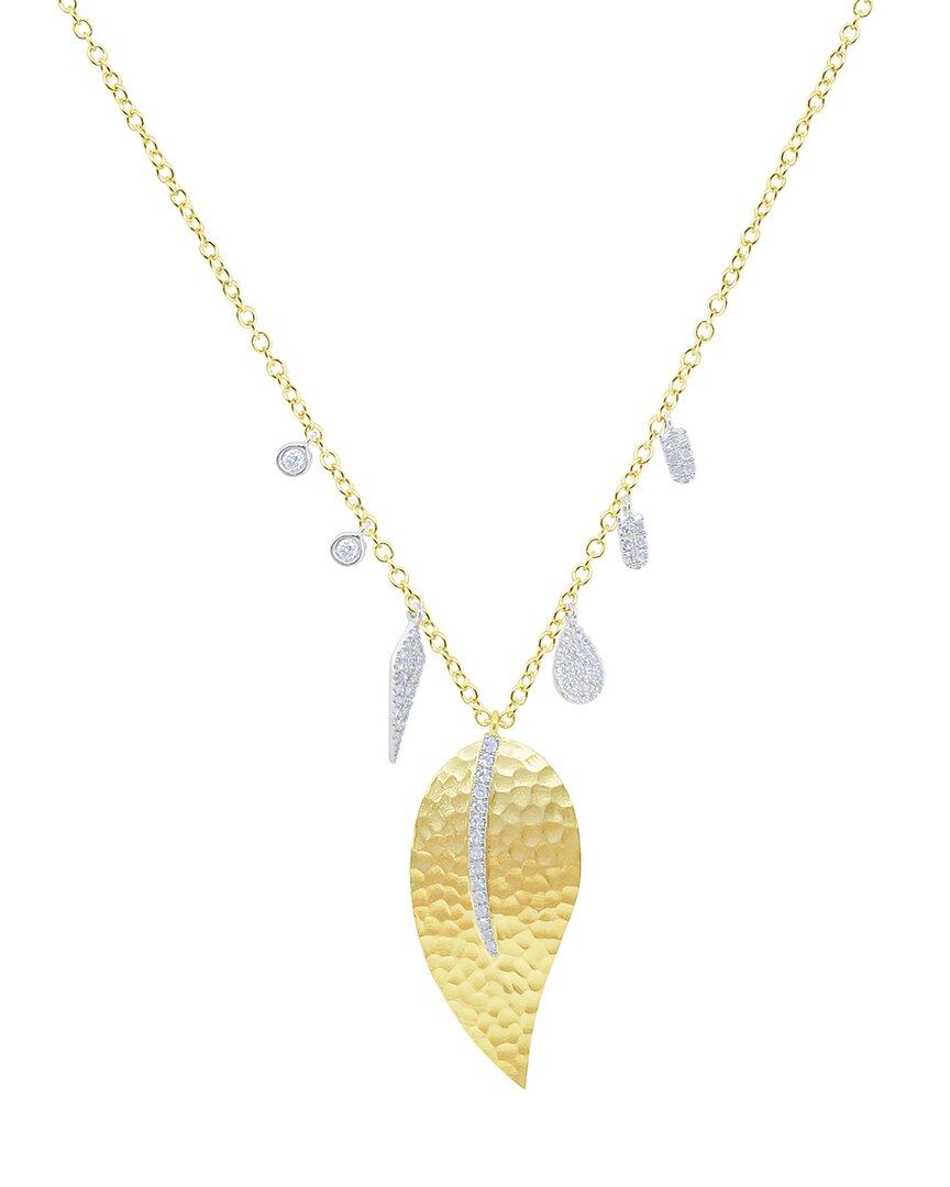 Meira T 14k 0.25 Ct. Tw. Diamond Leaf Necklace In Gold