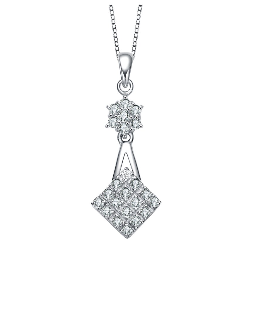 Genevive Silver Cz Pendant In Metallic