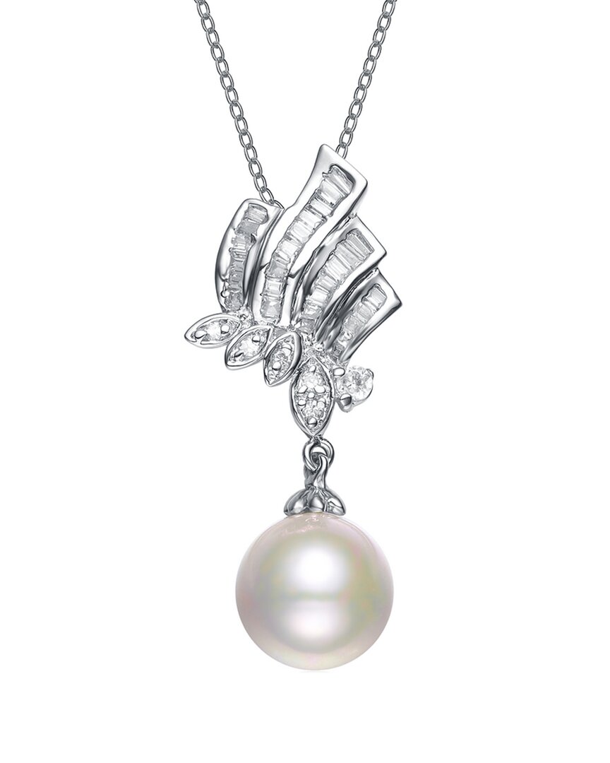 Genevive Silver 1-7mmmm Pearl Cz Pendant