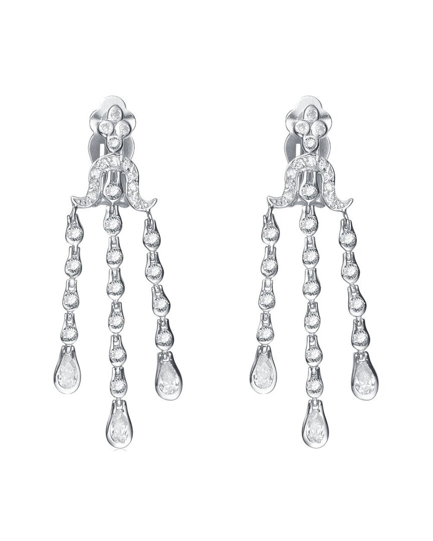 Genevive Silver Cz Statement Earrings