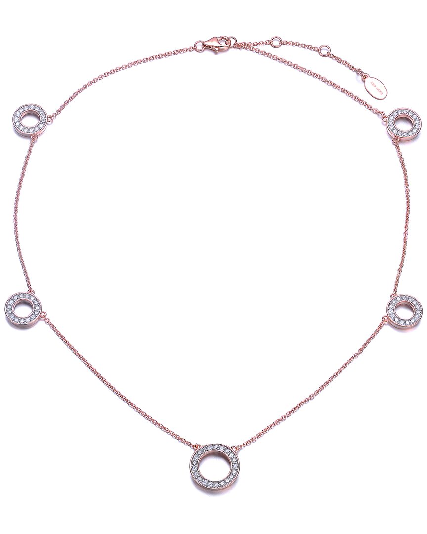 Genevive 18k Rose Gold Vermeil Cz Necklace In Pink