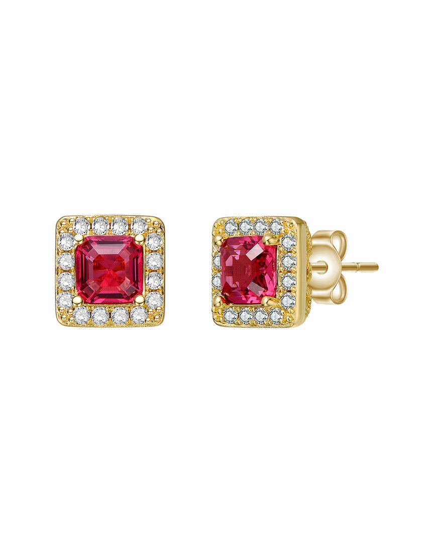 Rachel Glauber 14k Plated Cz Studs In Gold