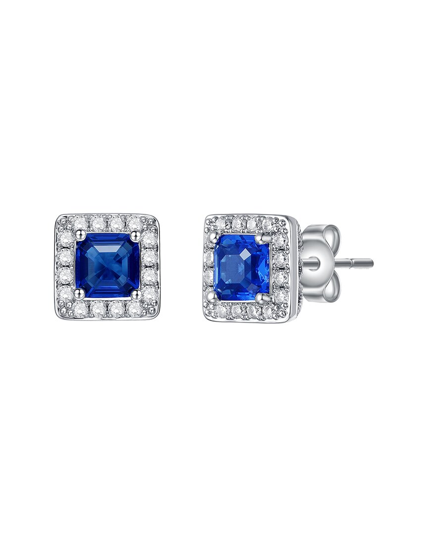 Rachel Glauber Rhodium Plated Cz Studs In Metallic