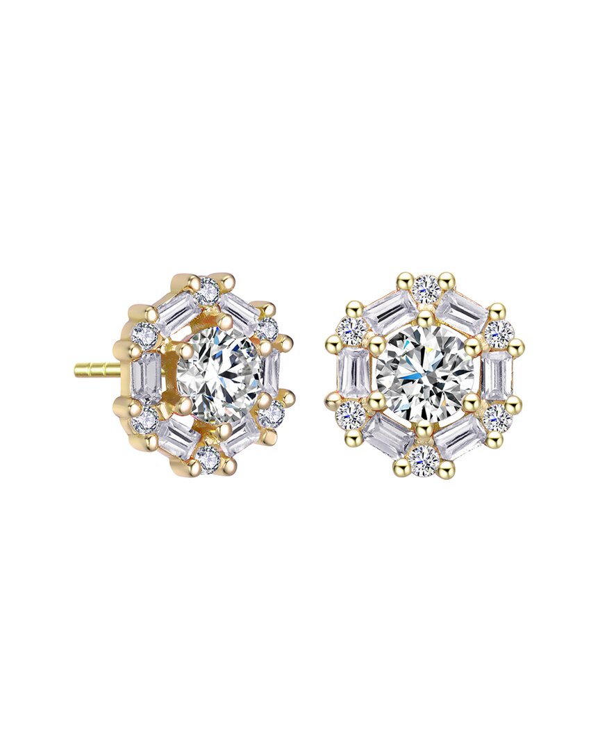 Rachel Glauber 14k Plated Cz Studs In White