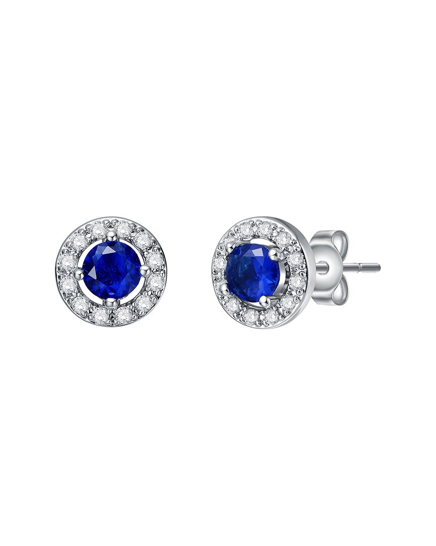 Rachel Glauber Rhodium Plated Cz Studs In White