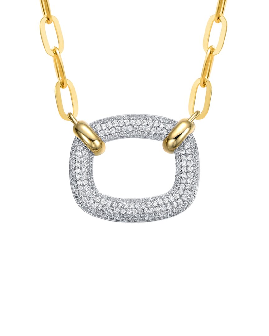 Rachel Glauber 14k Plated Cz Statement Necklace In Gold