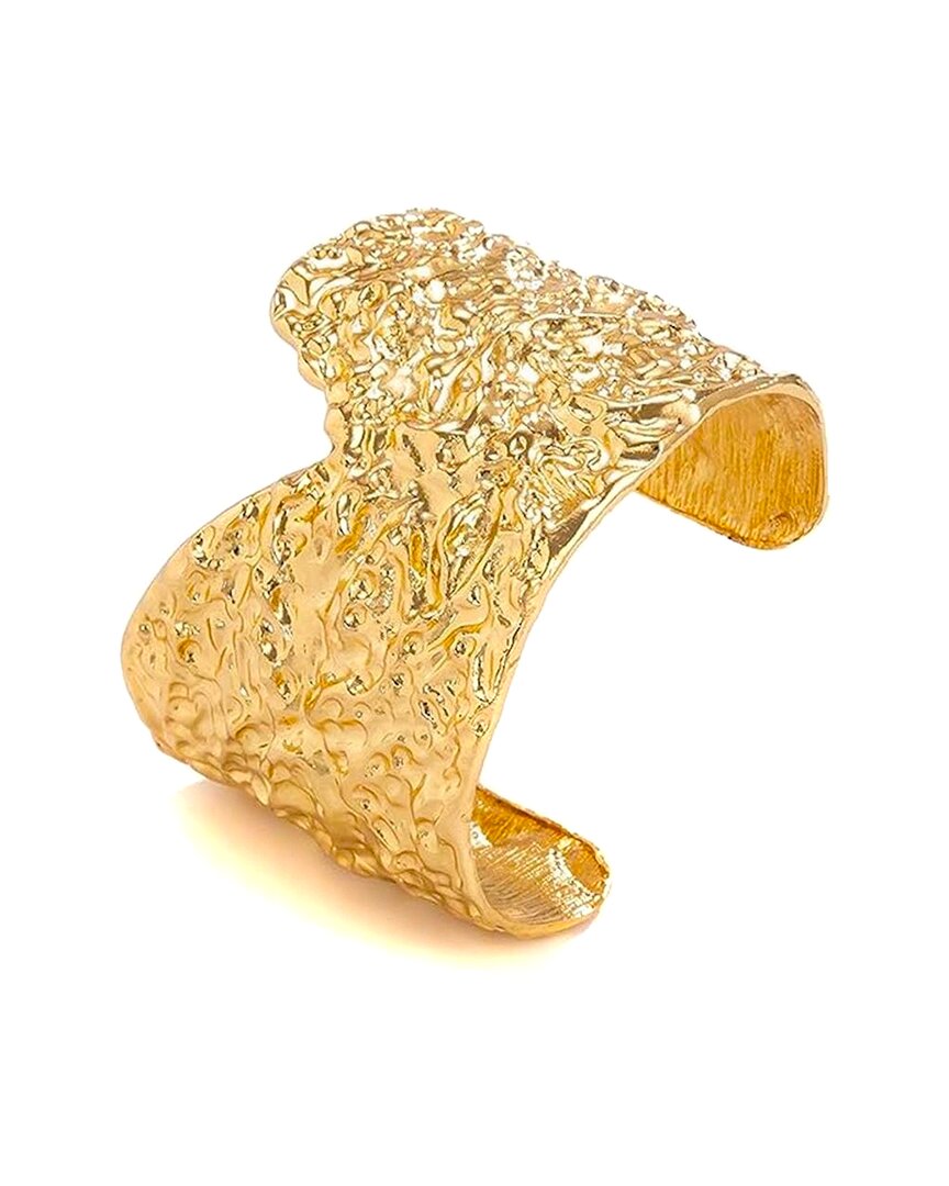 Liv Oliver 18k Plated Hammered Cuff Bracelet In Gold