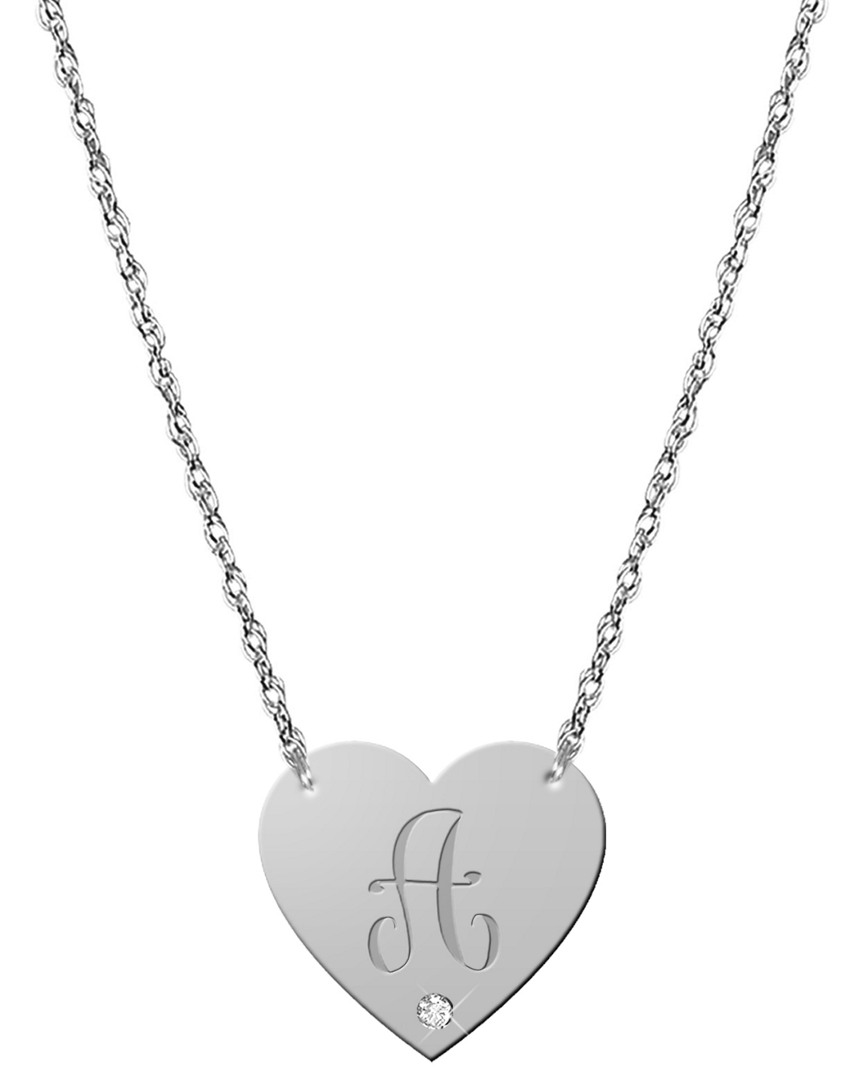 Shop Jane Basch Silver Diamond A-z Heart Initial Necklace (a-z)