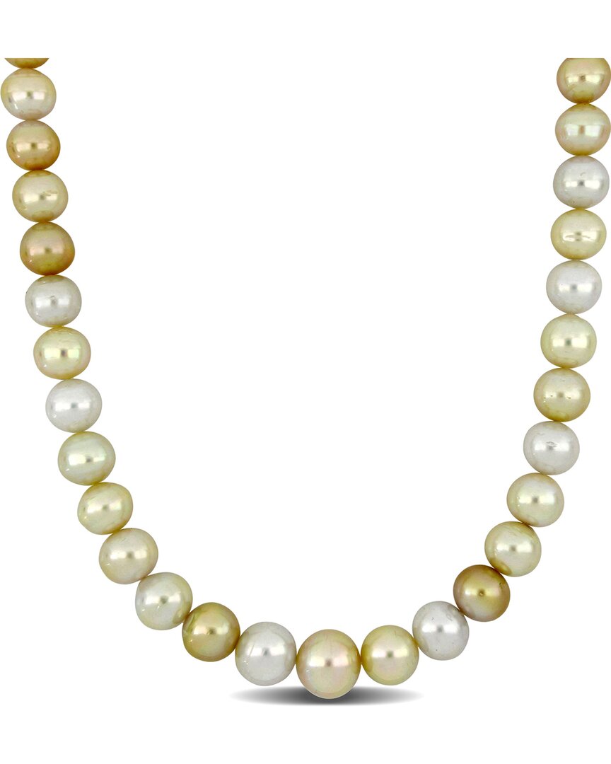 Pearls 14k Diamond 10-13mm Pearl Necklace