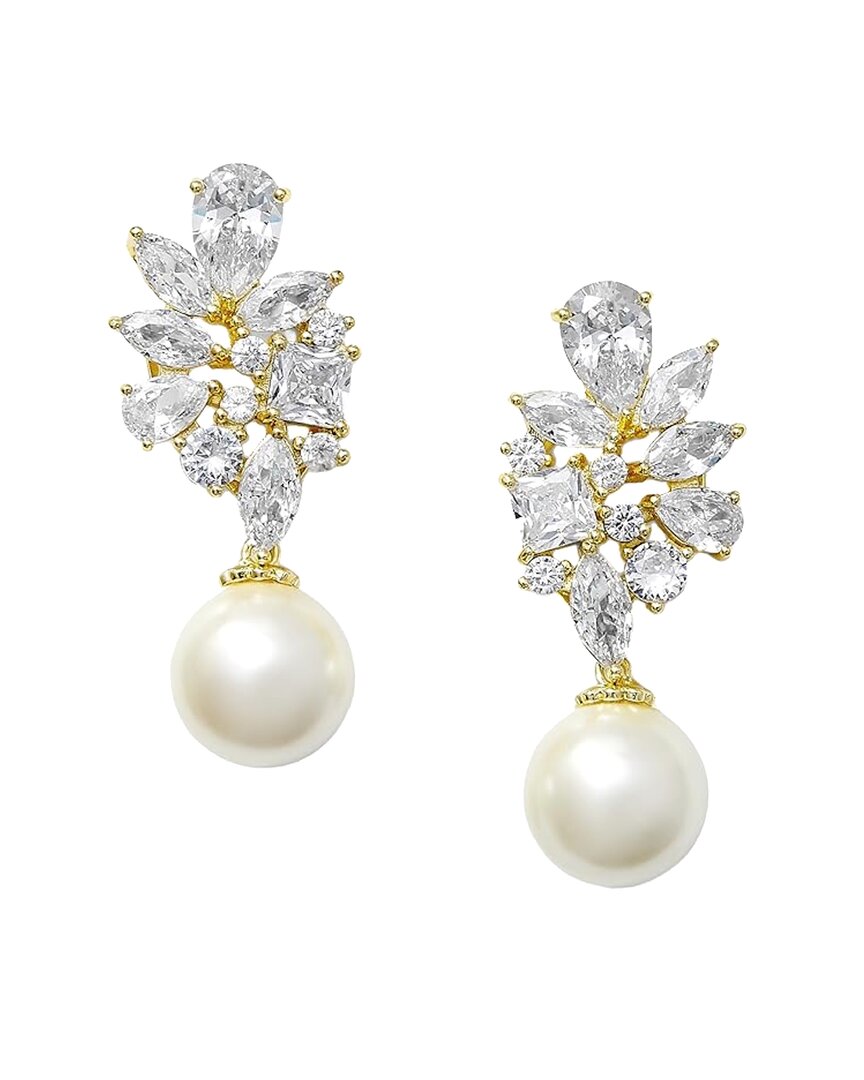 Liv Oliver 18k Plated 45577mm Pearl Cz Drop Earrings In White
