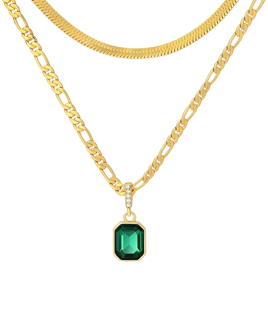 Liv Oliver 18k Plated 9.75 Ct. Tw. Green Quartz Drop Necklace In Gold