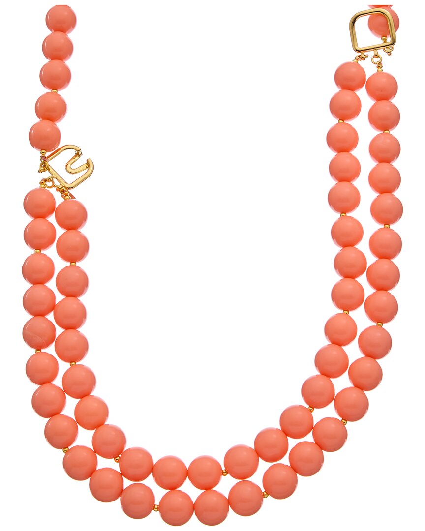 Kenneth Jay Lane 18k Plated Multi-row Necklace In Orange