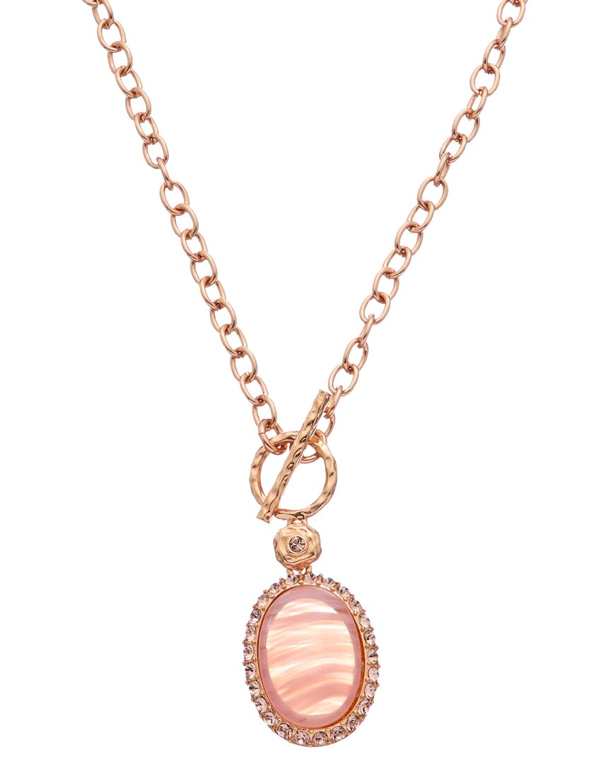 Kenneth Jay Lane Plated Rose Quartz Pendant Necklace