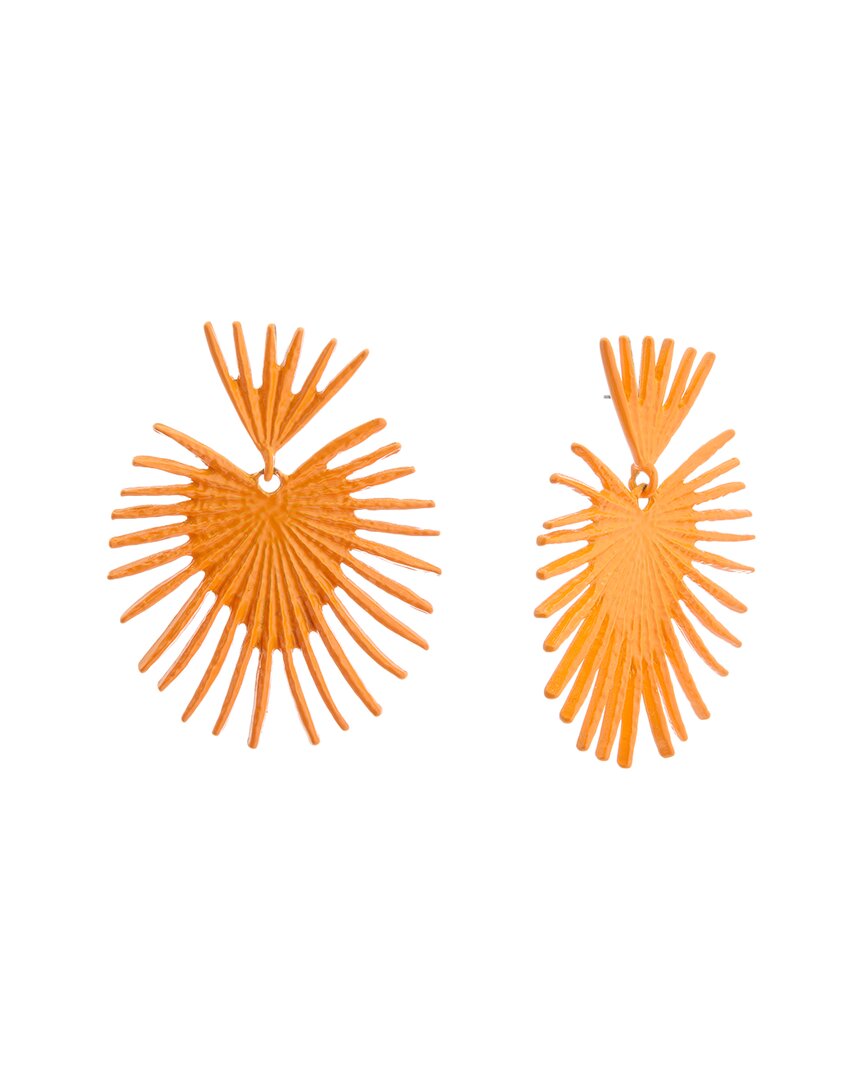 Kenneth Jay Lane Rhodium Plated Dangle Earrings In Orange