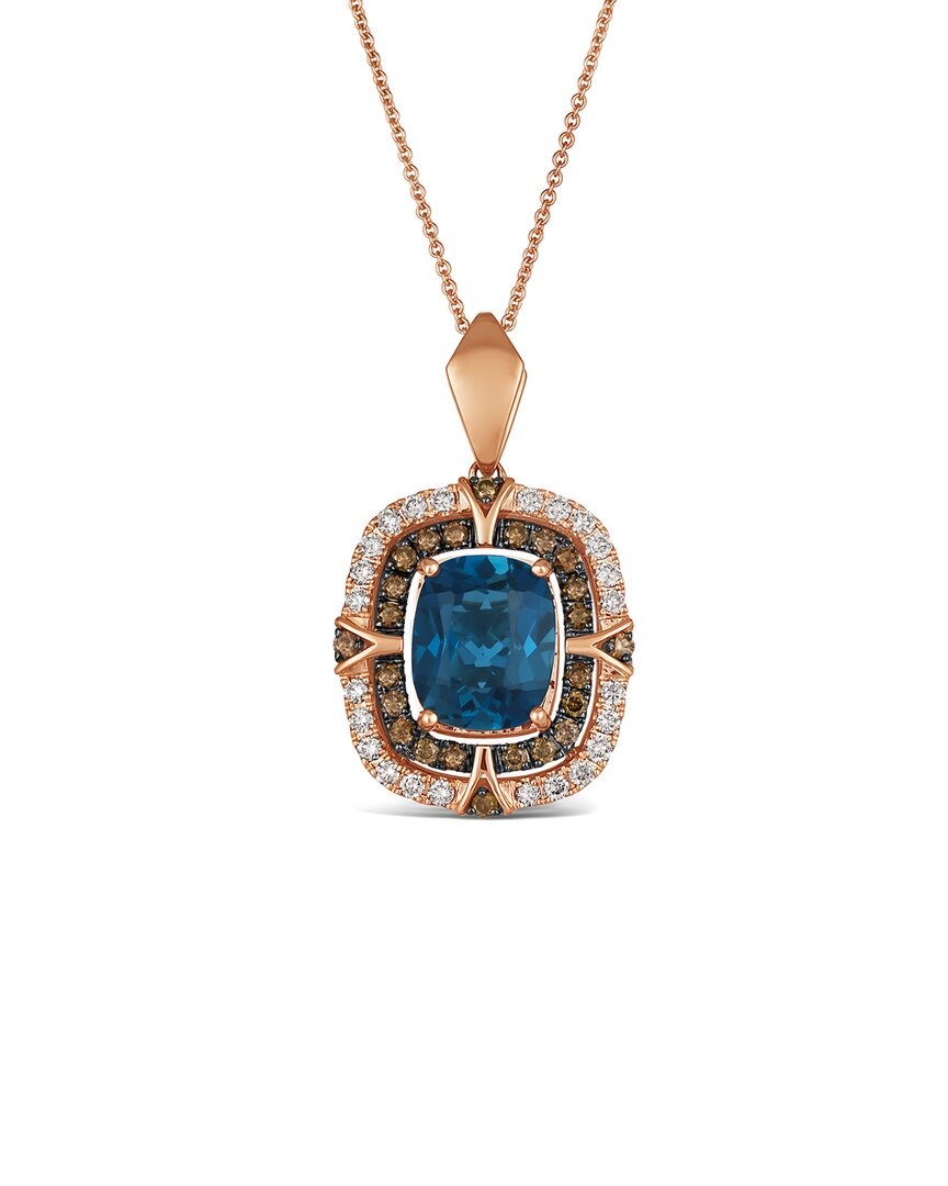 Le Vian ® Deep Sea Blue Topaz™ 14k Rose Gold 5.12 Ct. Tw. Diamond & London Blue Topaz Pendant In Gold