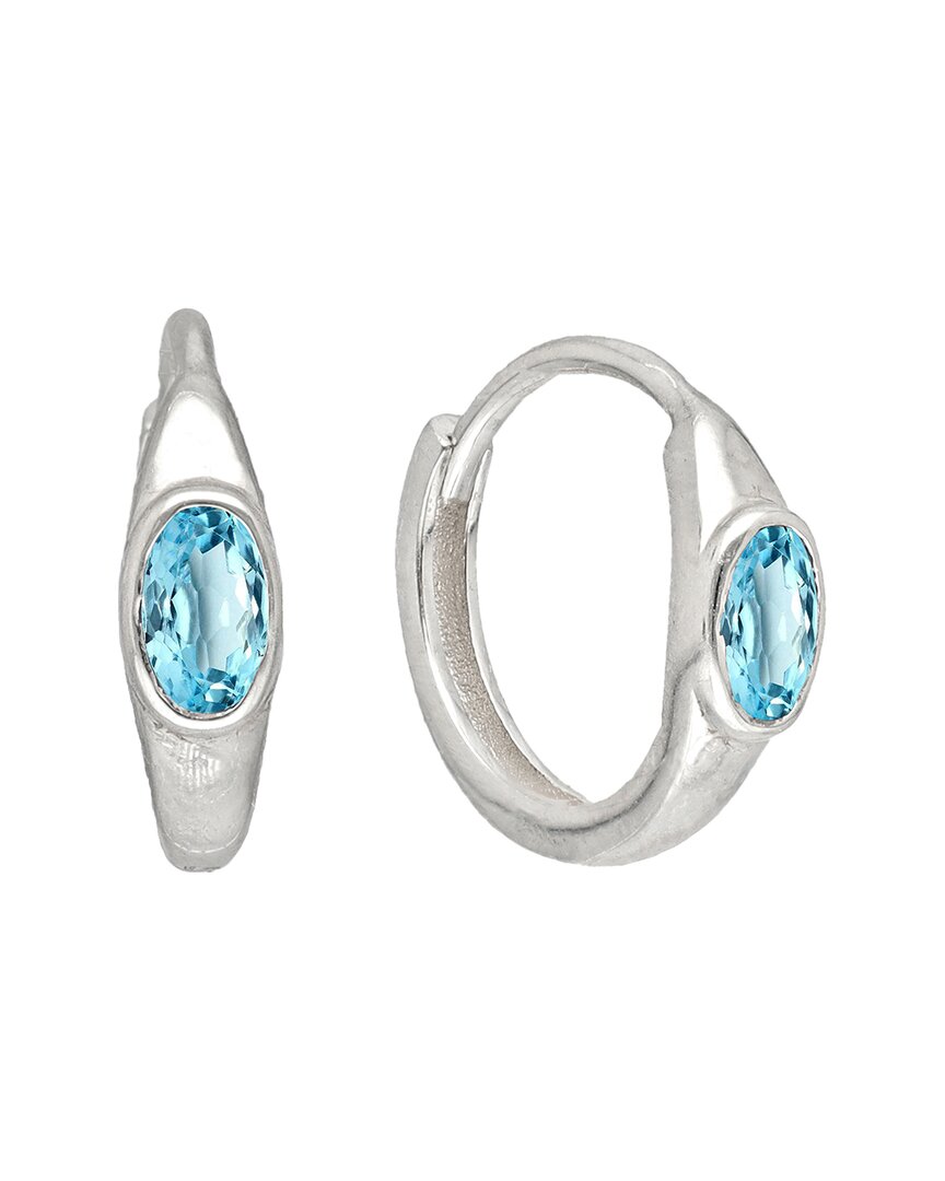 Tiramisu Silver 0.60 Ct. Tw. Sky Blue Topaz Huggie Earrings