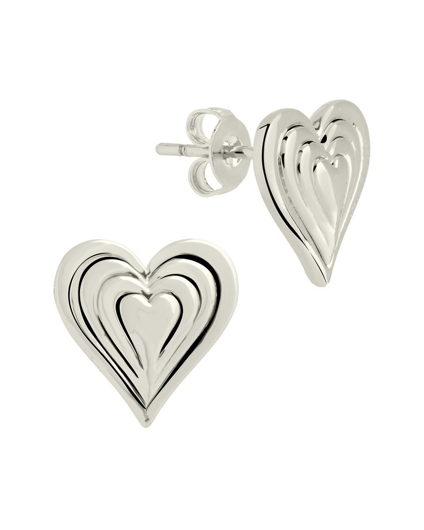 Sterling Forever Beating Heart Post Earrings