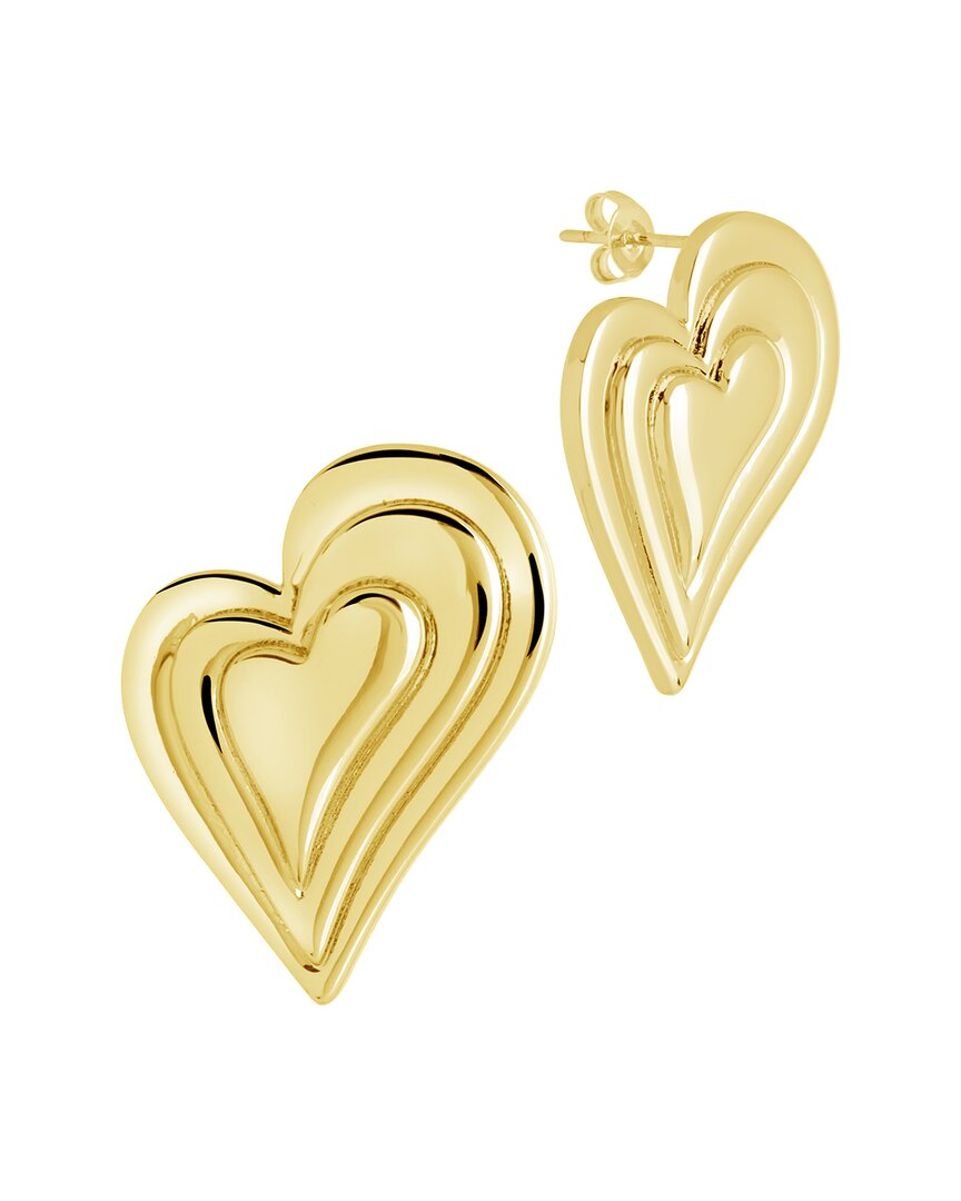 Sterling Forever 14k Plated Statement Beating Heart Studs