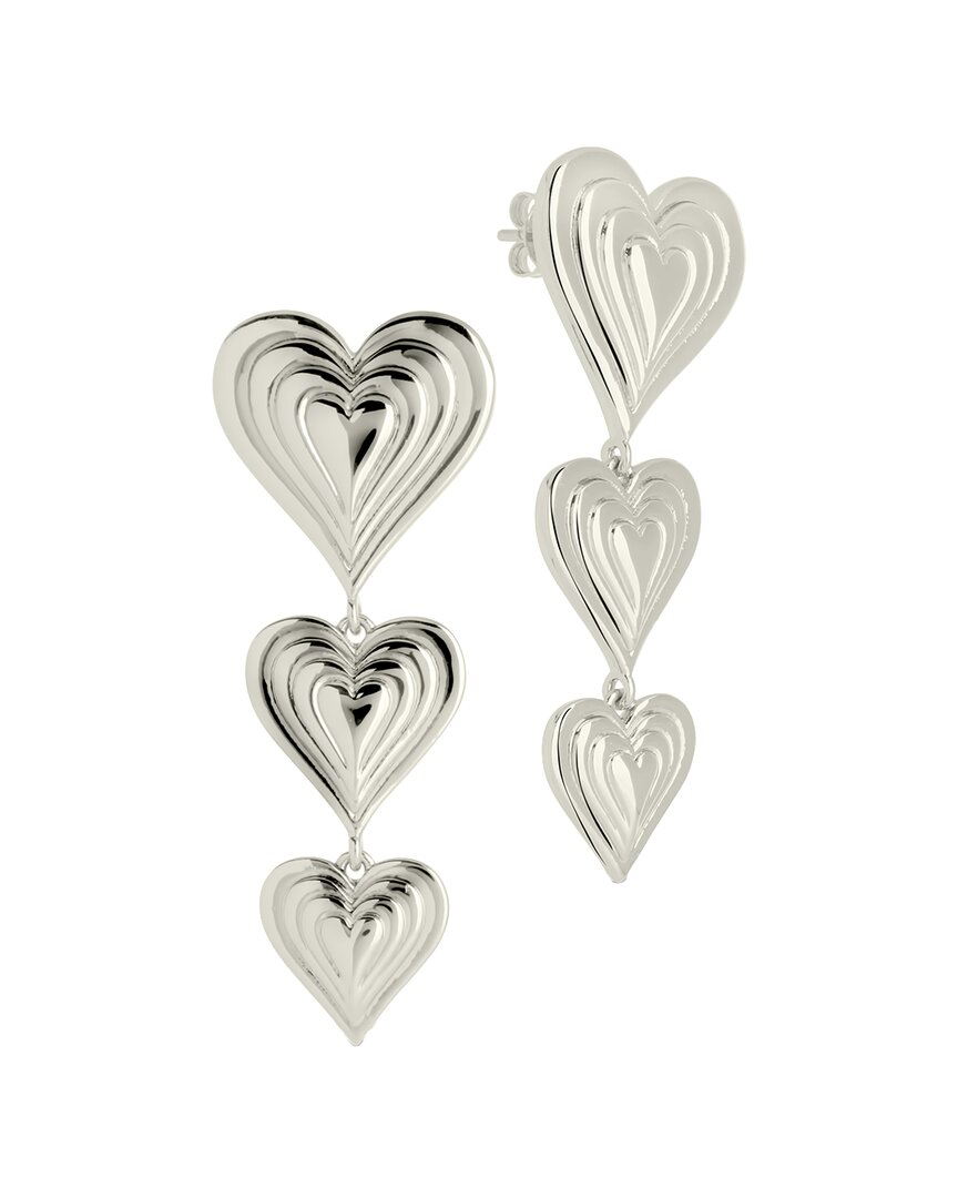 STERLING FOREVER STERLING FOREVER RHODIUM PLATED BEATING HEART DROP STUDS
