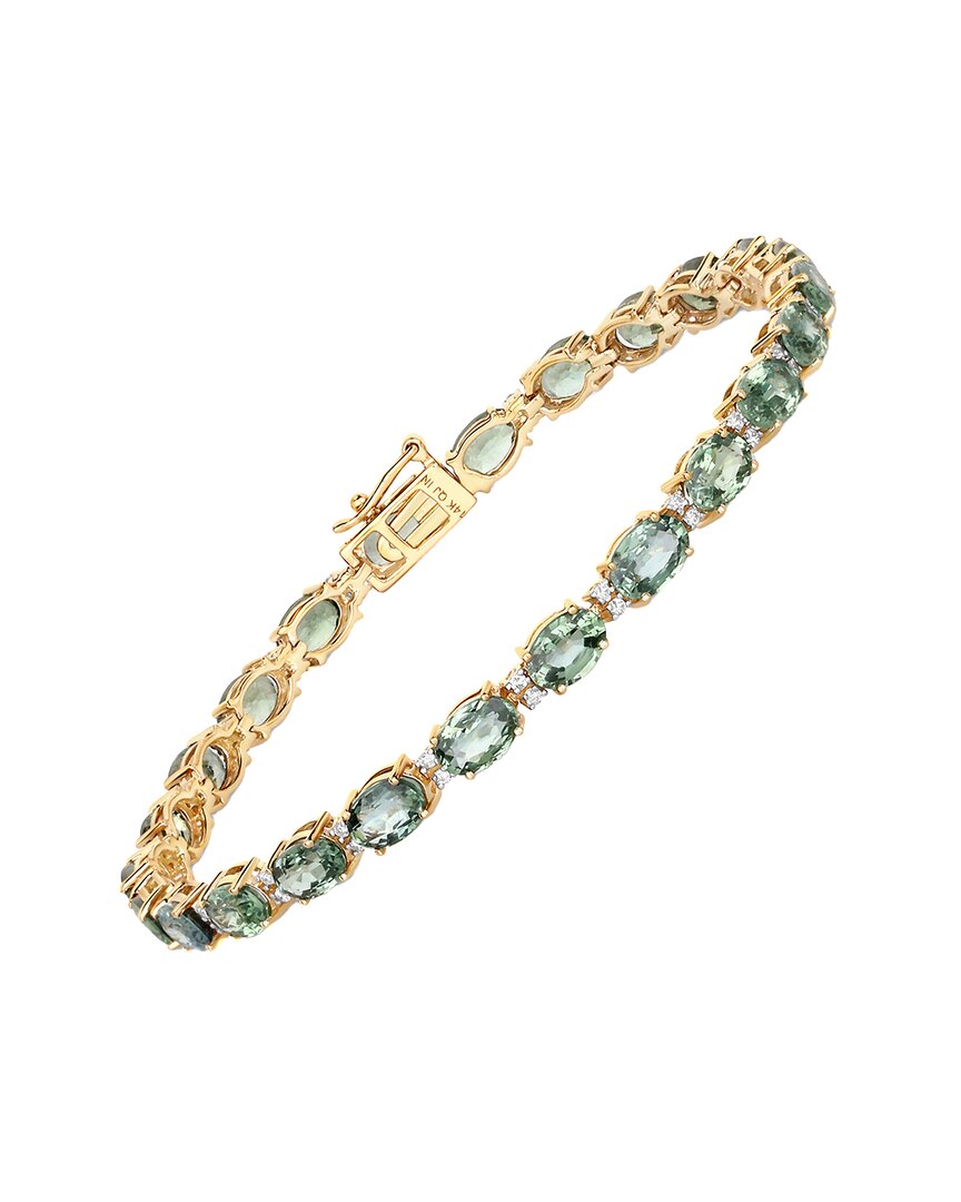 Diana M. Fine Jewelry 14K 12.79 ct. tw. Diamond & Green Sapphire Tennis Bracelet