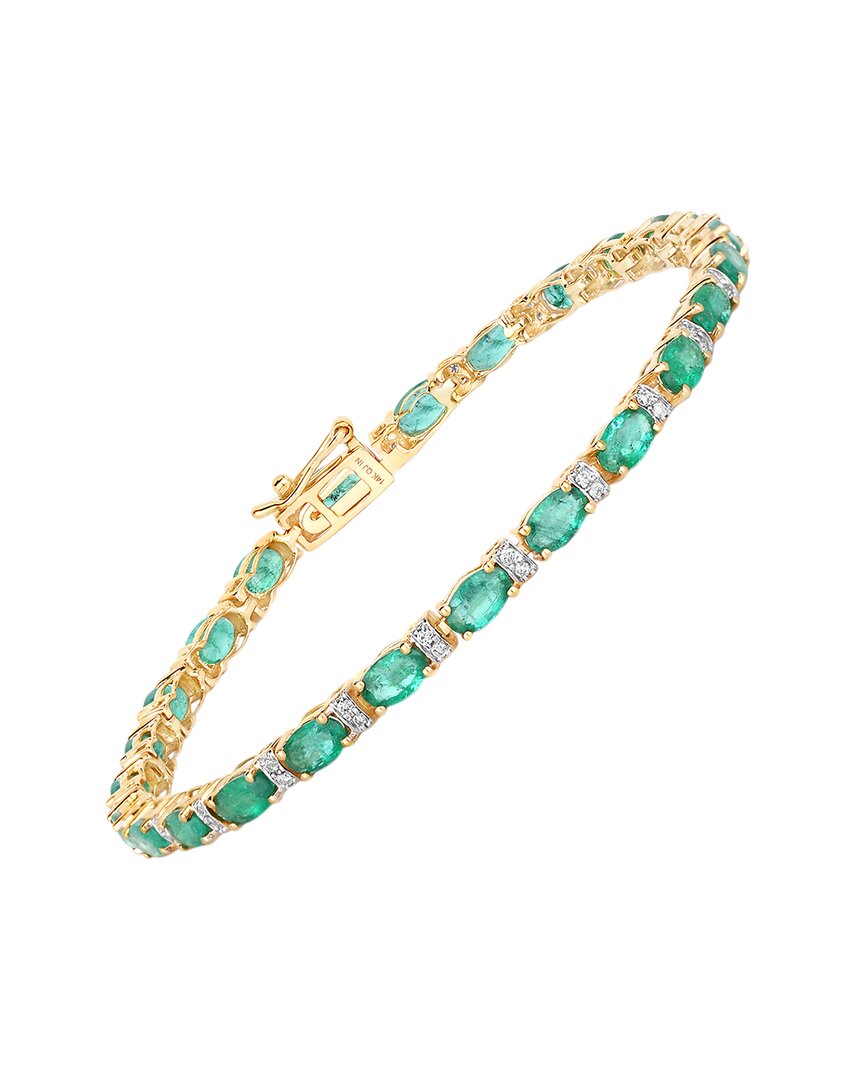 Shop Diana M. Fine Jewelry 14k 4.98 Ct. Tw. Diamond & Emerald Tennis Bracelet