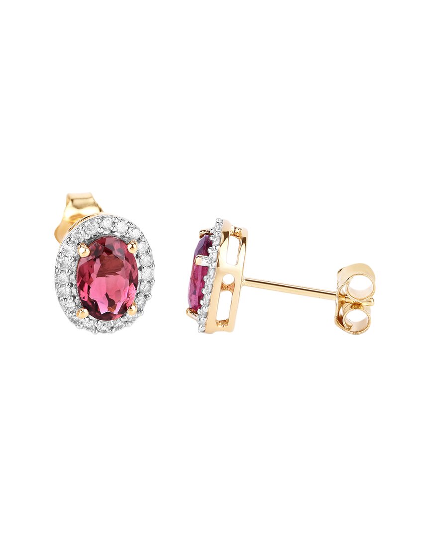 Shop Diana M. Fine Jewelry 14k 1.64 Ct. Tw. Diamond & Pink Tourmaline Studs