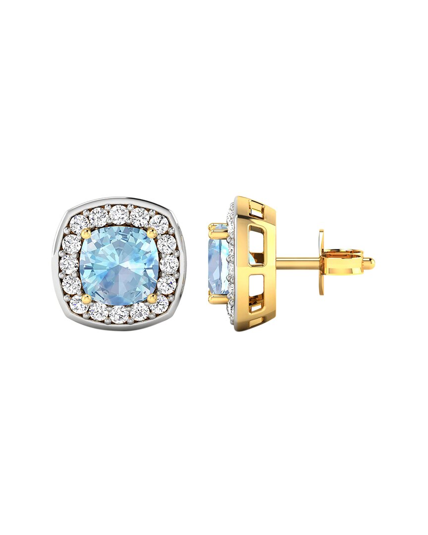 Shop Diana M. Fine Jewelry 14k 1.95 Ct. Tw. Diamond & Aquamarine Studs