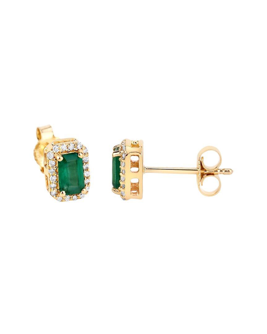 Shop Diana M. Fine Jewelry 14k 0.91 Ct. Tw. Diamond & Emerald Studs