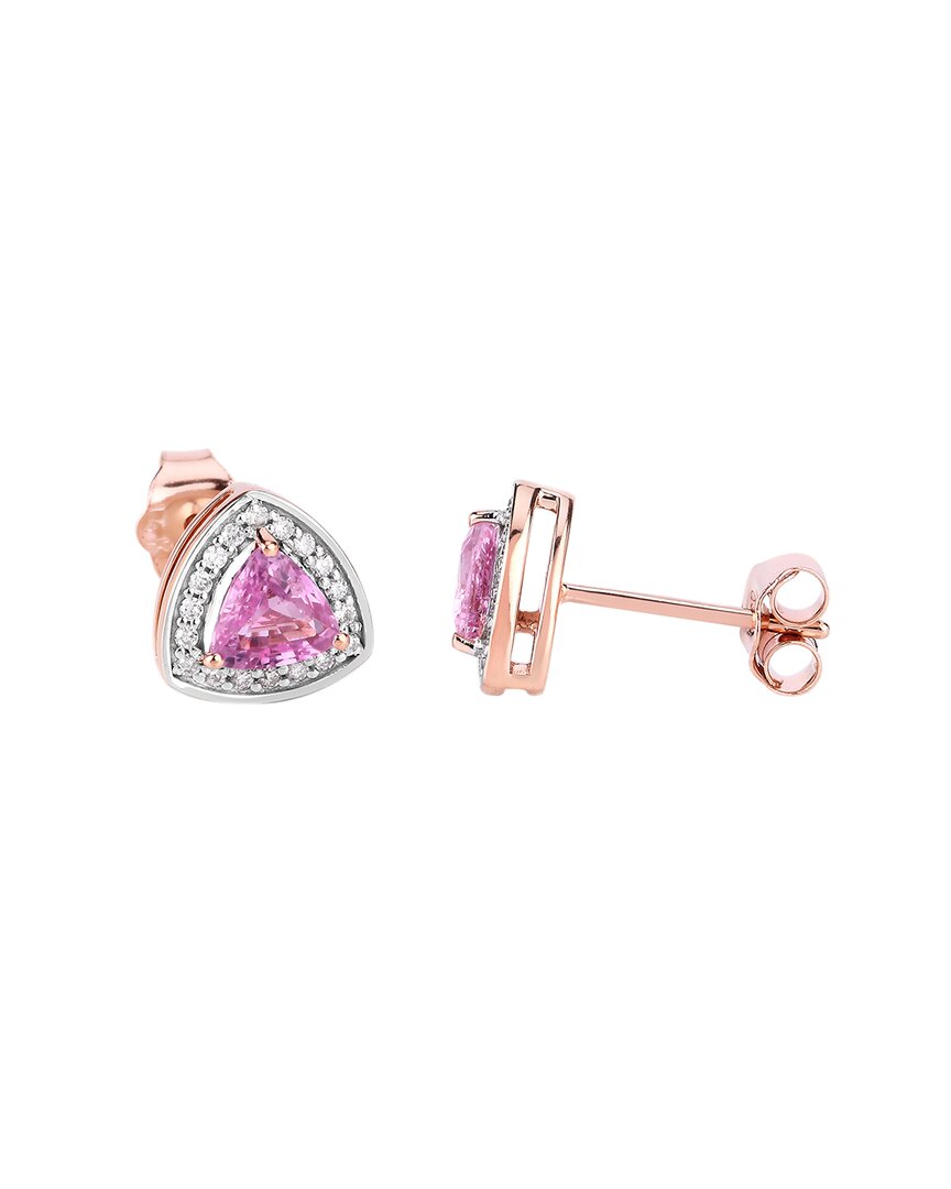 Shop Diana M. Fine Jewelry 14k Rose Gold 1.05 Ct. Tw. Diamond & Pink Sapphire Studs