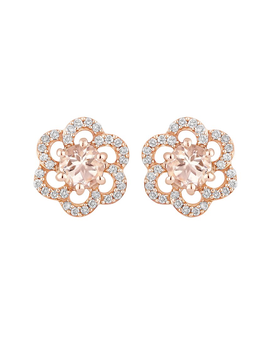 Shop Diana M. Fine Jewelry 14k Rose Gold 0.61 Ct. Tw. Diamond & Morganite Studs