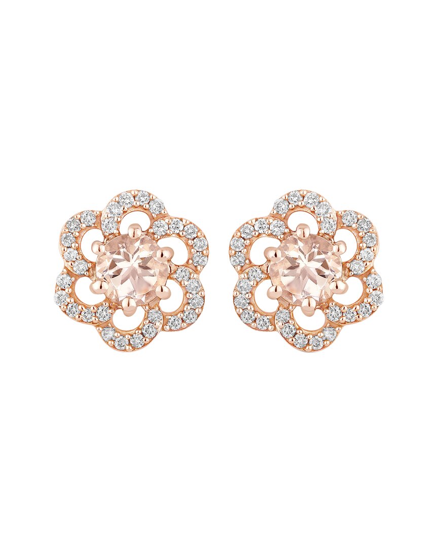 Diana M. Fine Jewelry 14K Rose Gold 0.61 ct. tw. Diamond & Morganite Studs