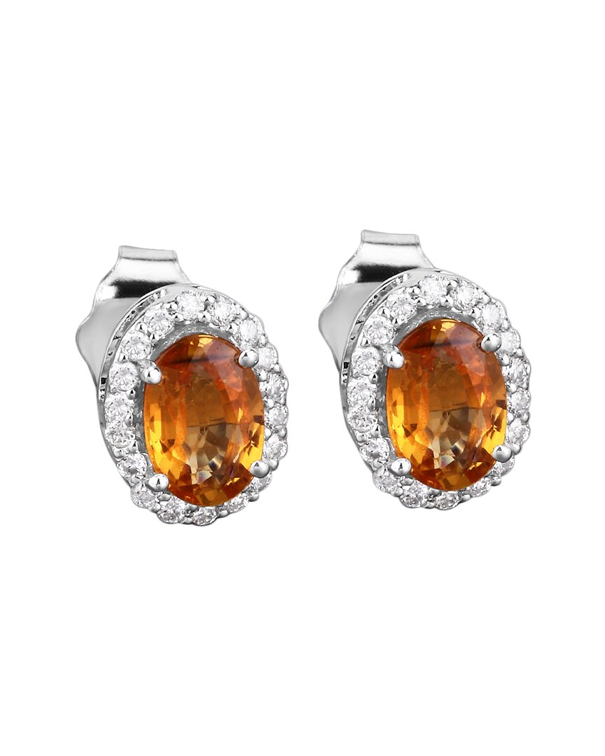 Shop Diana M. Fine Jewelry 14k 1.66 Ct. Tw. Diamond & Orange Sapphire Studs