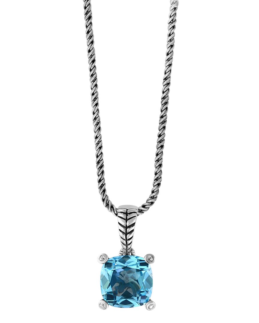 Effy Fine Jewelry Silver 5.83 Ct. Tw. Diamond & Blue Topaz Necklace