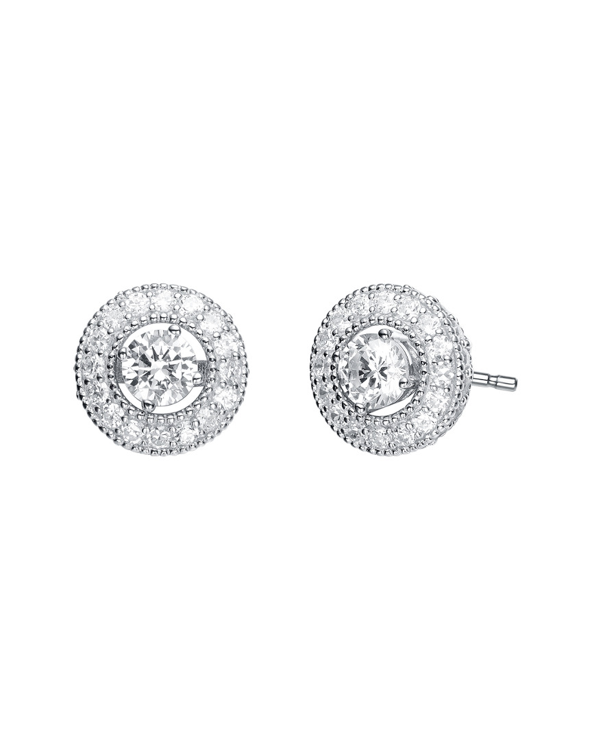 Genevive Silver Cz Halo Studs
