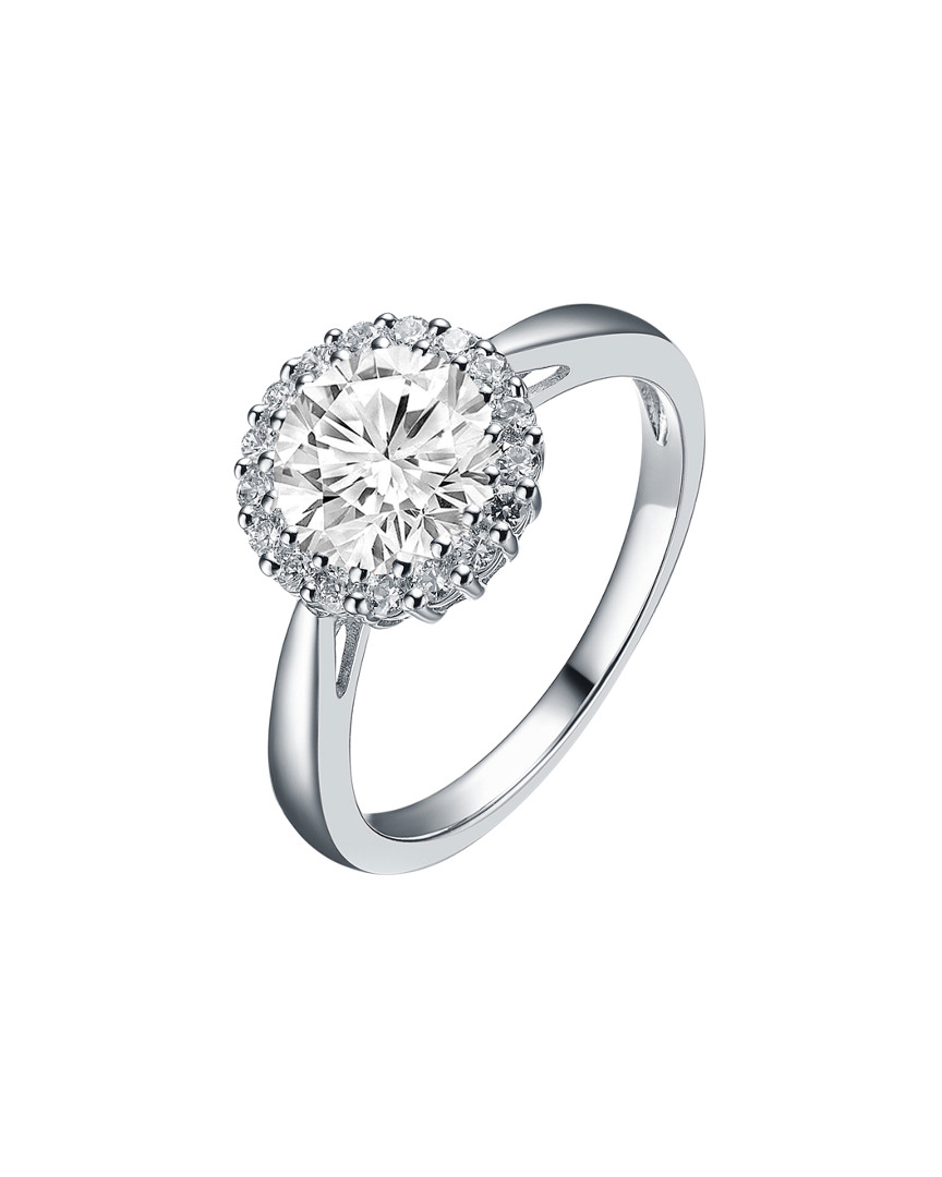 Genevive Silver Cz Halo Ring