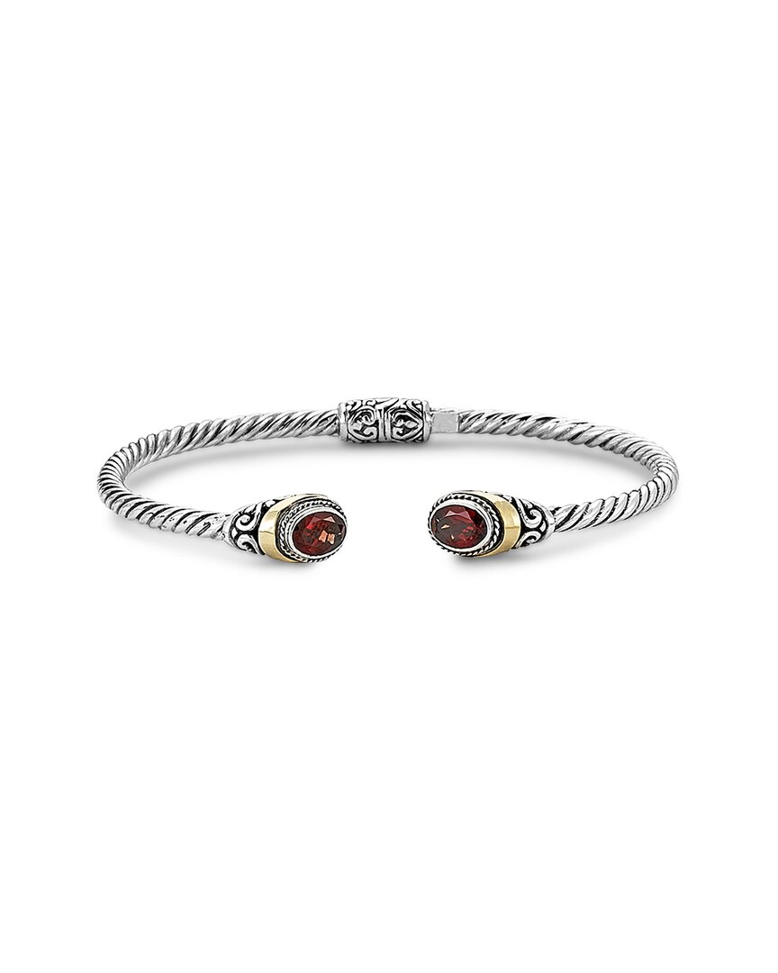 Samuel B. 18k Over Silver 1.90 Ct. Tw. Garnet Hinge Bangle Bracelet
