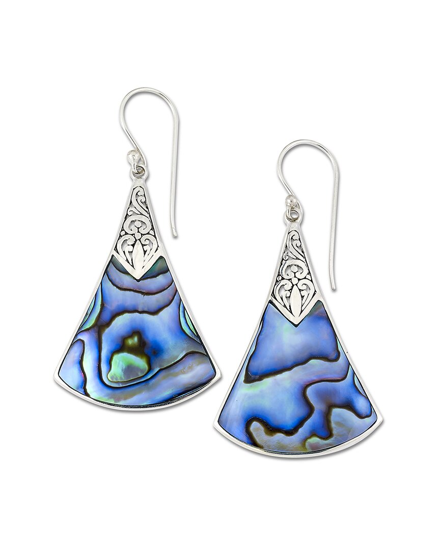 Samuel B. Silver Abalone Shell Fan Earrings