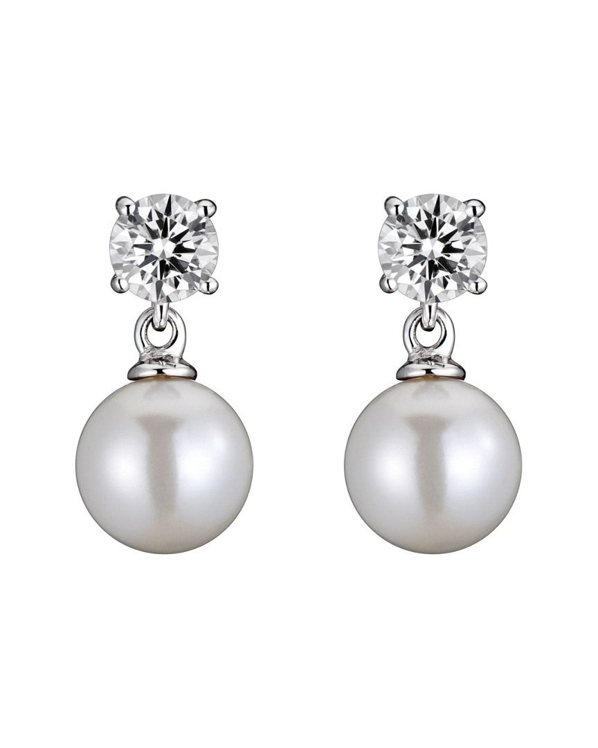 Genevive Silver Pearl & Cz Earrings