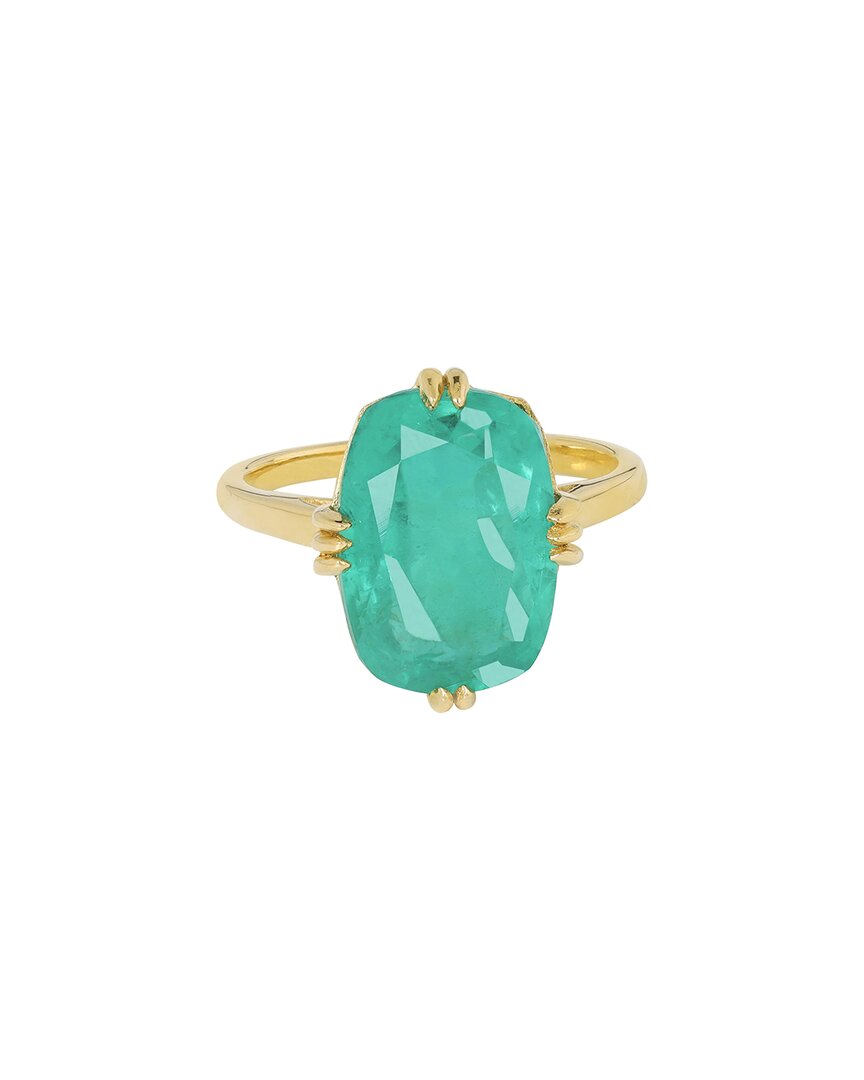 Tiramisu 14k Plated 5.24 Ct. Tw. Emerald Doublet Quartz Ring