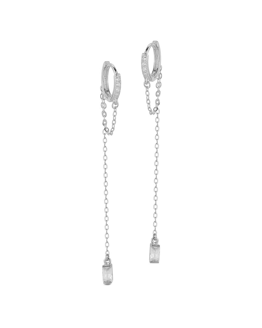 Glaze Jewelry Rhodium Plated Cz Huggie Earrings