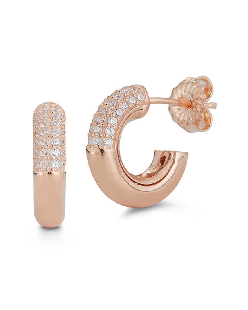 Glaze Jewelry 14k Rose Gold Vermeil Cz Mini Hoop Earrings