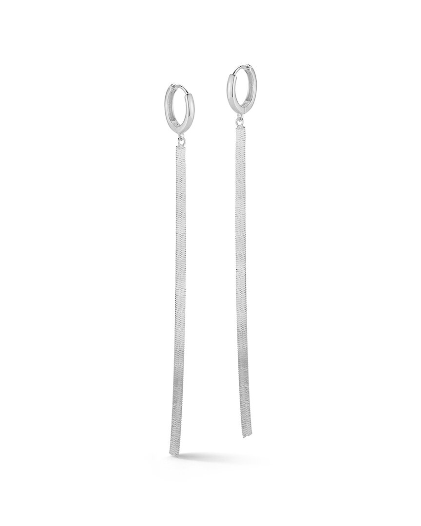 Glaze Jewelry Rhodium Plated Herringbone Huggie Earrings