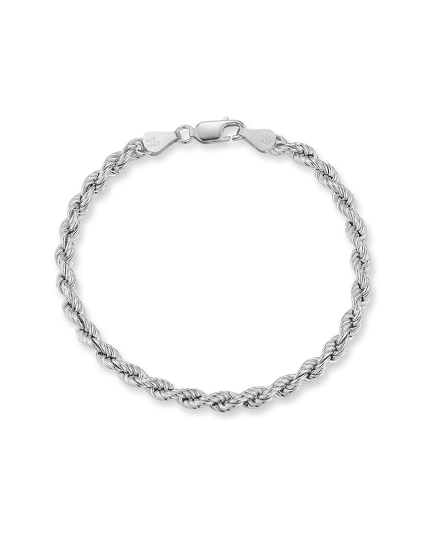 Glaze Jewelry Rhodium Plated Rope Chain Bracelet