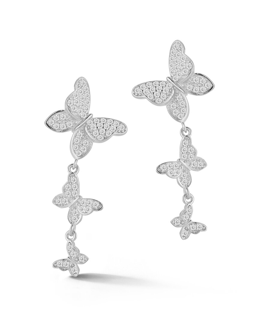 Glaze Jewelry Rhodium Plated Cz Butterfly Studs