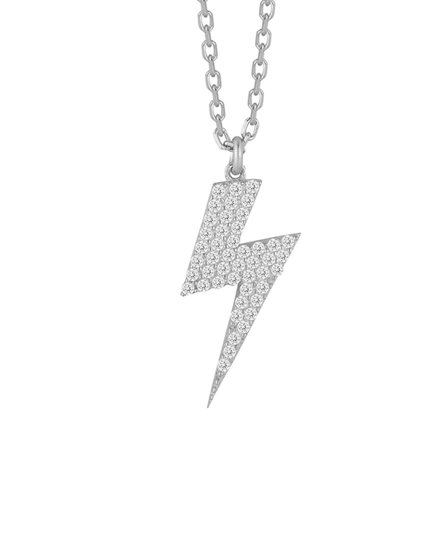 Glaze Jewelry Rhodium Plated Cz Lightning Pendant Necklace