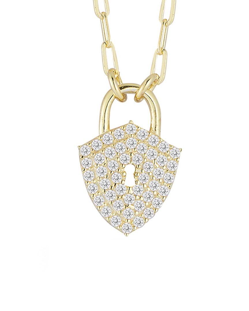 Glaze Jewelry 14k Over Silver Cz Shield Padlock Necklace