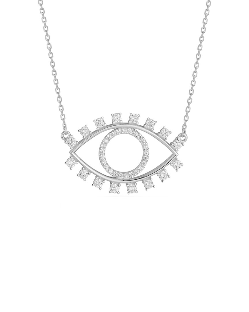Glaze Jewelry Rhodium Plated Cz Evil Eye Necklace